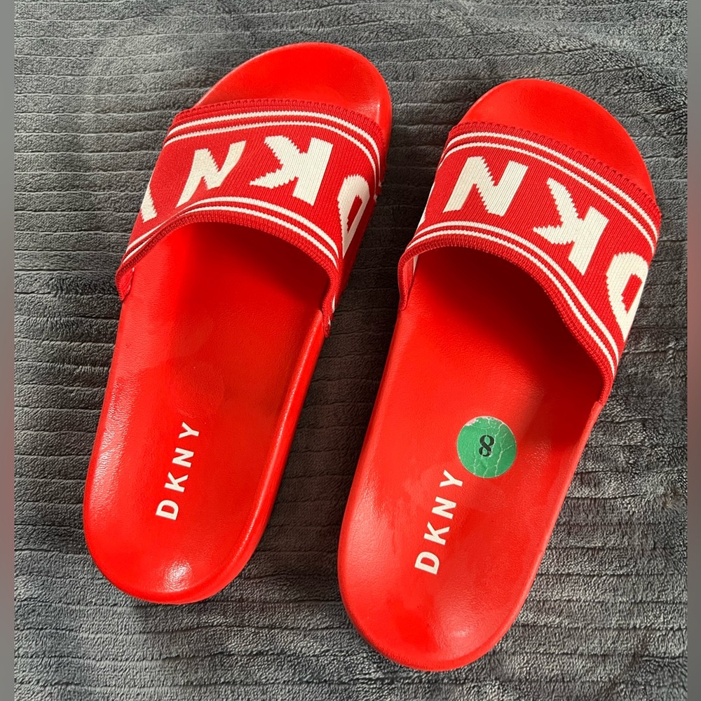 DKNY Red Pool Slides - Women’s Size 8